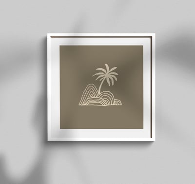 صورة لوحة جدارية نخله برواز, أبيض,20x20 سم