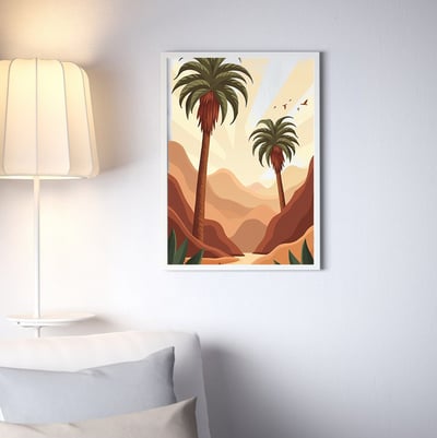 صورة لوحة جدارية وادي الديسة برواز, أبيض,‎‎50x70 سم