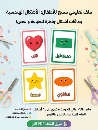 صورة بطاقات تعليمية أشكال هندسية