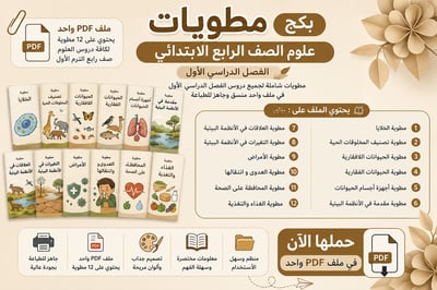 صورة بكج مطويات علوم الصف الرابع  إبتدائي الفصل الدراسي الأول 