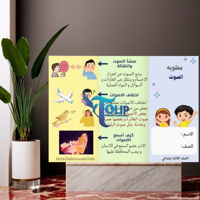 صورة مطويه ( الصوت ) علوم الصف الثالث الابتدائي الفصل الدراسي الثاني