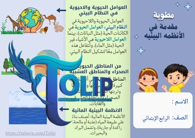 صورة مطوية مقدمة في الأنظمة البيئية   الصف الرابع الابتدائي علوم الفصل الدراسي الاول 