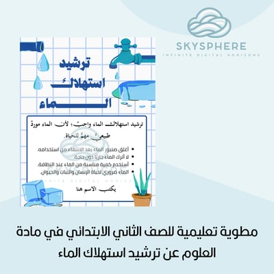 صورة مطوية تعليمية للصف الثاني الابتدائي في مادة العلوم عن ترشيد استهلاك الماء