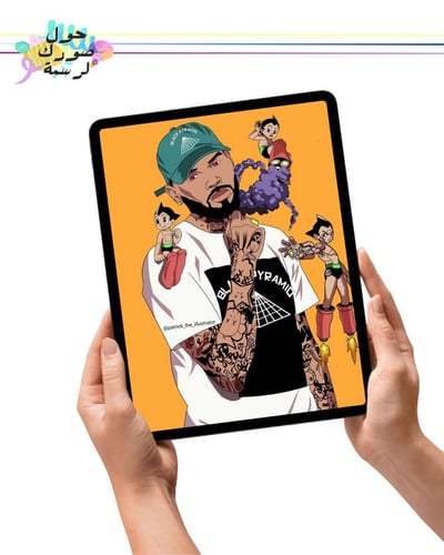 صورة رسم شخصي (نصف جسم + خلفية بسيطه )