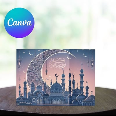 صورة قالب مطوية  رمضان كريم مع الموك اب