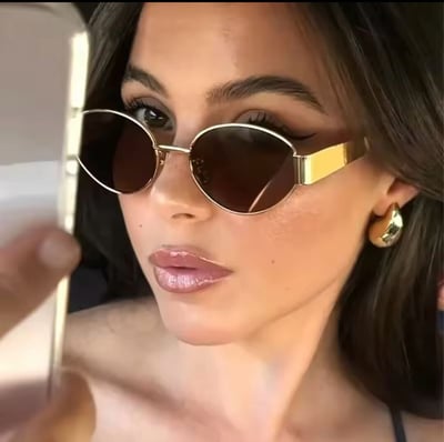 صورة النظارات الشمسية المتقدمة النظارات الشمسية المعدنية موضة البيضاوي نظارات العلامة التجارية مص