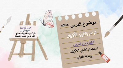 صورة عرض تقديمي الرسم بالوان الأكريليك لصف  سادس  الفصل الثاني 