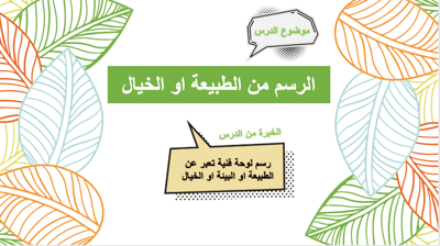 صورة عرض تقديمي الرسم من الطبيعة و البيئة او الخيال لصف خامس الفصل الثاني 