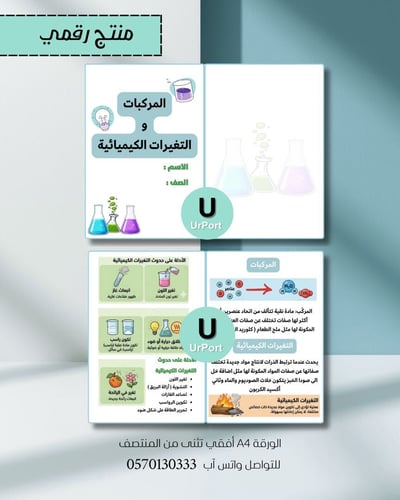 صورة مطوية( المركبات و التغيرات الكيميائية)– مادة العلوم (الصف الخامس) للترم الثاني