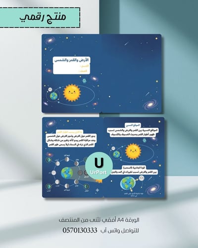 صورة مطوية( نظام الأرض و القمر والشمس )– مادة العلوم (الصف سادس) للترم الثاني