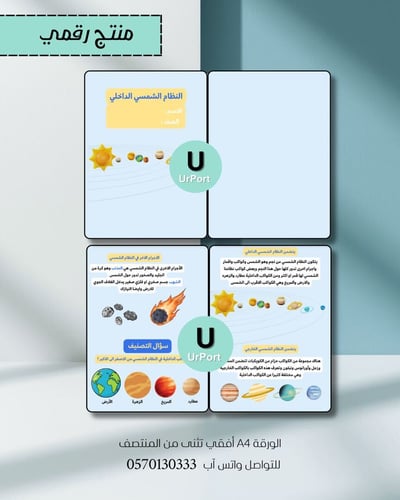 صورة مطوية( النظام الشمسي ) مادة العلوم (الصف سادس) للترم الثاني