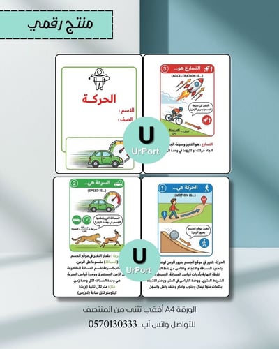 صورة مطوية( الحركة)– مادة العلوم (الصف سادس) للترم الثاني