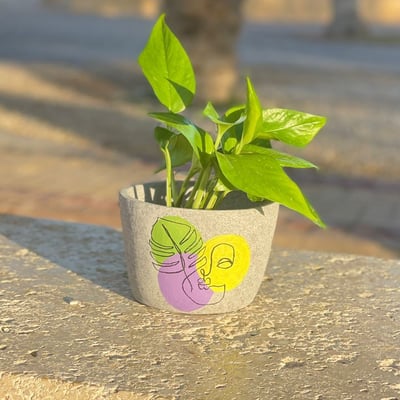 صورة أصيص اسمنتي بشعار شمرس 