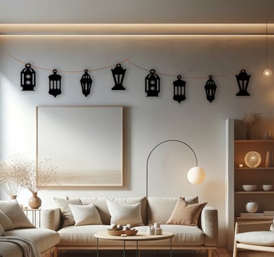 صورة زينة ديكور رمضاني على شكل فوانيس سوداء
