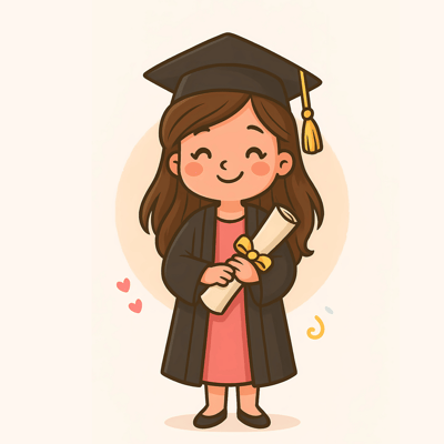 صورة شخصية تخرج بنت مع شهادة تخرج رسم رقمي