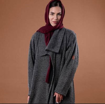 صورة عبايه شتويه كوروشيه رمادى وعنابي شمواه 