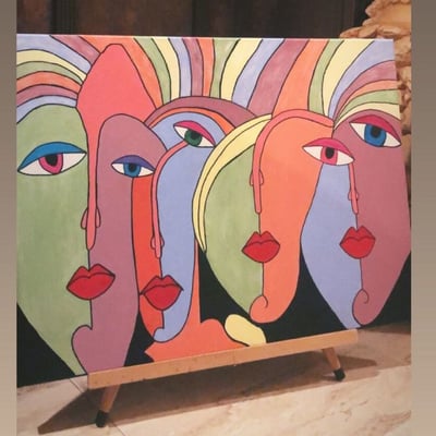 صورة لوحه رسم تجريدي وجوه 