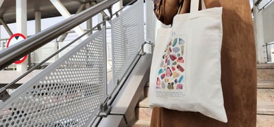 صورة توت باق Tote bag من القطن بتصميم Stones (ملون)