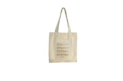 صورة توت باق Tote bag من القطن بتصميم ورقة موسيقية ضوء القمر لبيتهوفن