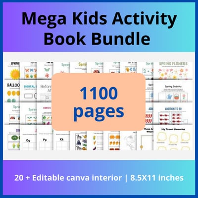 صورة مجموعة أوراق عمل وأنشطة للأطفال من كانفا  - Mega Kids Activity Book Bundle Canva Kdp