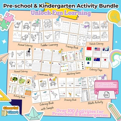 صورة  حزمة شاملة وممتعة من أوراق العمل مصممة خصيصًا للأطفال في سن الروضة | Toddler Unique Mega Bundle Activity