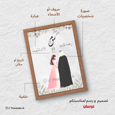 صورة رسم وتصميم  مناسبة زواج ( عرسان )